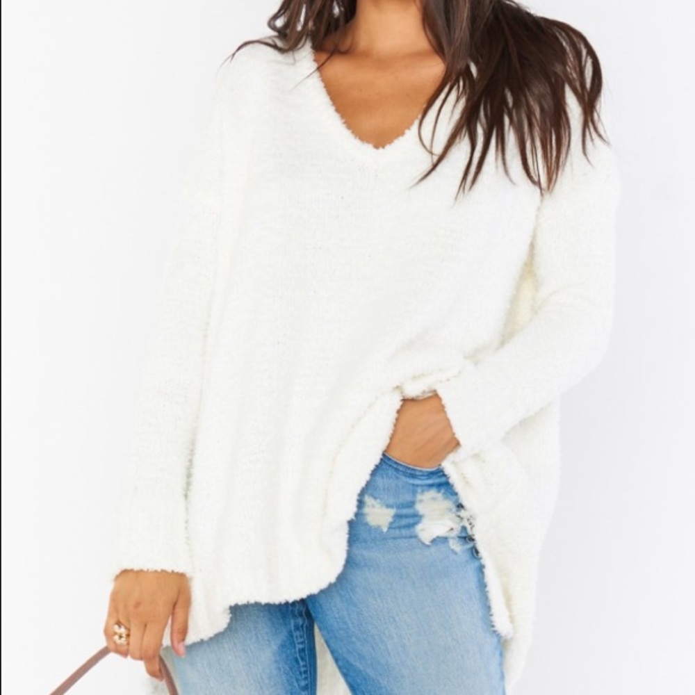 NWT SMYM Hug Me Fuzzy White Sweater